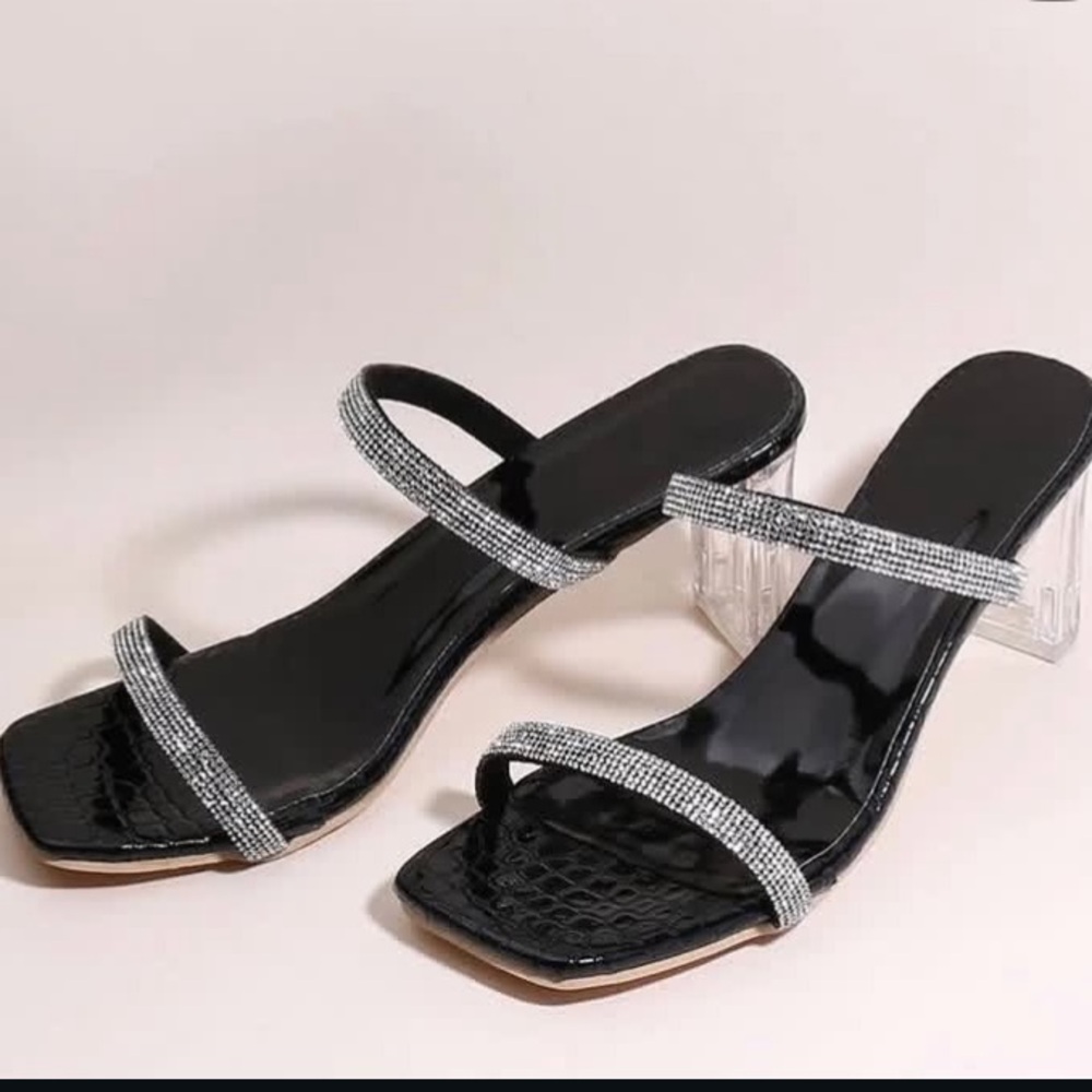 Chic Black and Silver Women's Heels